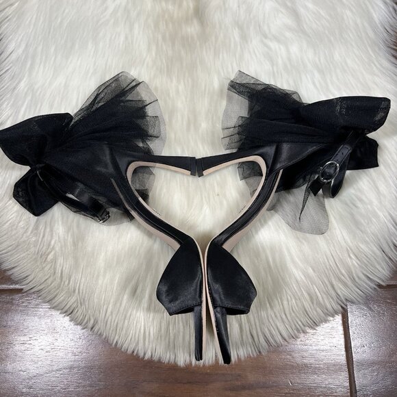 Antonio Melani Born On Fifth Size 8.5 M Black Satin Elle Tulle Bow Back Heels - Picture 5 of 13